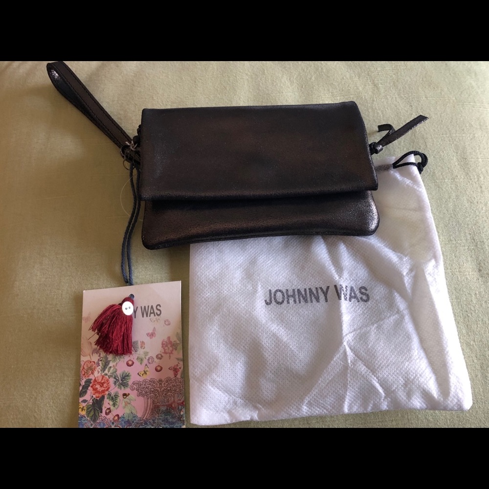 Johnny Was Eliza Laminated Suede Wristlet